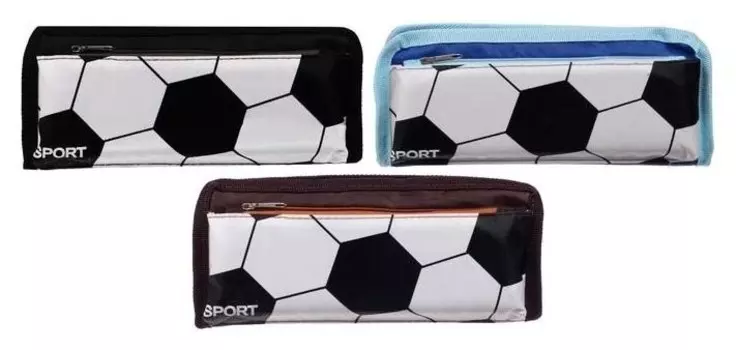 Пенал школьный на молнии 2 отделения футбольный мяч