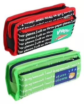 Пенал школьный на молнии 2 отделения "Шрифт"