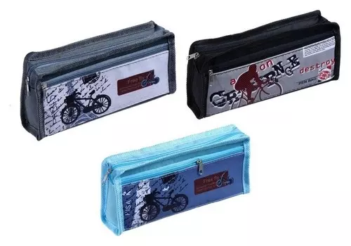 Пенал школьный на молнии 2 отделения "Велосипед"