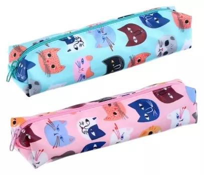 Пенал школьный на молнии "Кошки"