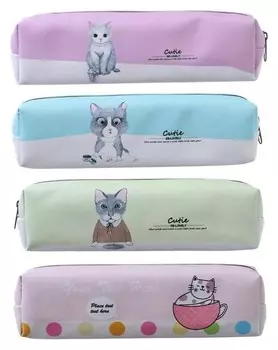 Пенал школьный на молнии Кот