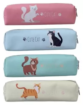 Пенал школьный на молнии "Кот"