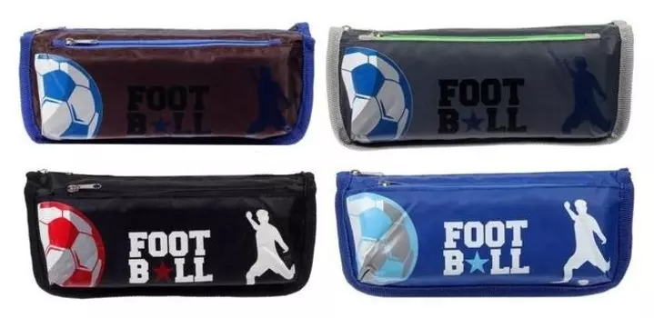 Пенал школьный на молнии, объемный из текстиля, 2 отделения Футбол