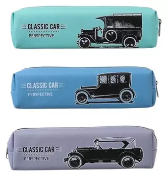 Пенал школьный на молнии "Ретро машины"