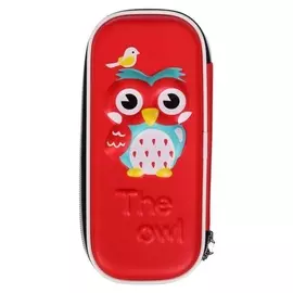 Пенал школьный на молнии "Сова", красный