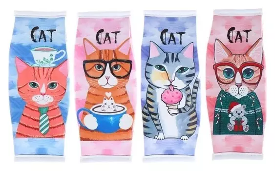 Пенал школьный "Пакет кот", на молнии