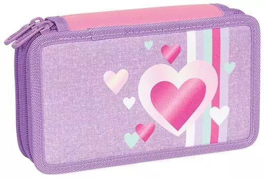 Пенал Tiger Family с наполнением, 3 отделения, 29 предметов, "Sweet Love" (Purple), 19х11х7 см, 270236