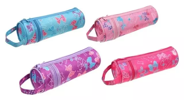 Пенал-тубус школьный на молнии "Бантики"