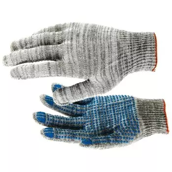 Перчатка х/б, ПВХ покрытие, "Точка", серый меланж, 10 класс россия