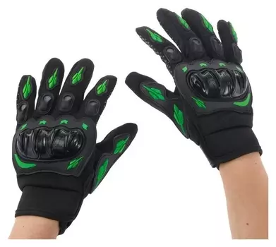Перчатки для езды на мототехнике, с защитными вставками, пара, размер XL, черно-зеленый