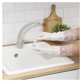 Перчатки хозяйственные Raccoon с манжетой и подкладом, пвх, 110 гр, размер L, цвет белый