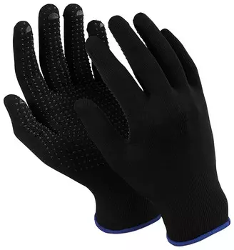 Перчатки MANIPULA "Микрон Блэк ПВХ", ПВХ-точка, комплект 10 пар, размер 9 (L), черные