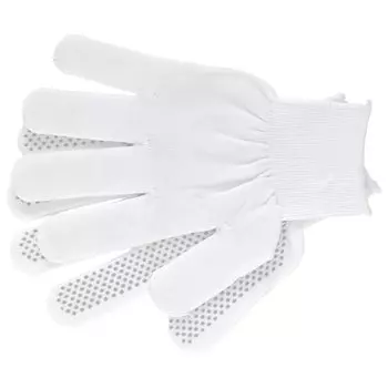 Перчатки нейлон, ПВХ точка, 13 класс, белые, L россия