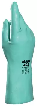 Перчатки нитриловые MAPA Ultranitril 492, хлопчатобумажное напыление, размер 10 (XL), зеленые