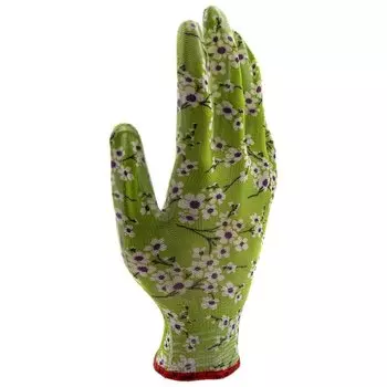 Перчатки садовые из полиэстера с нитрильным обливом, MIX цветов, M