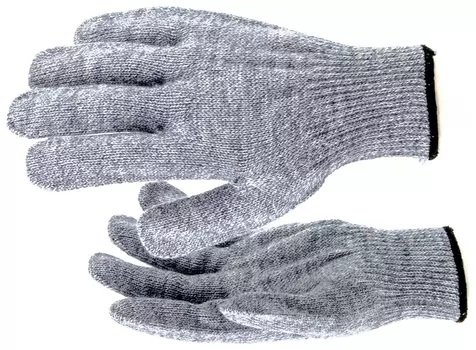 Перчатки трикотажные, акрил, серое мулине, оверлок россия