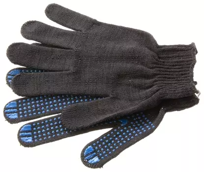 Перчатки трикотажные, пвх-покрытие "Точка", 10 класс, черные россия