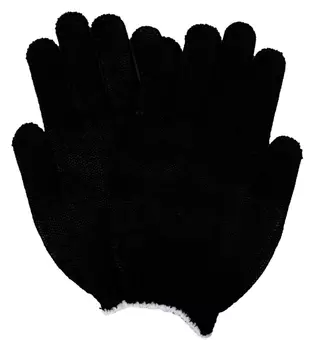 Перчатки защитные трикотажные эконом 3 нити 7,5класс черн без ПВХ 300пар/уп