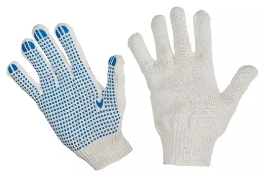 Перчатки защитные трикотажные с ПВХ точка 4 нити 42г 10класс 10пар/уп
