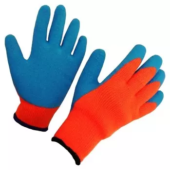 Перчатки защитные зимние акриловые с латексн.текстурирован.покрытие