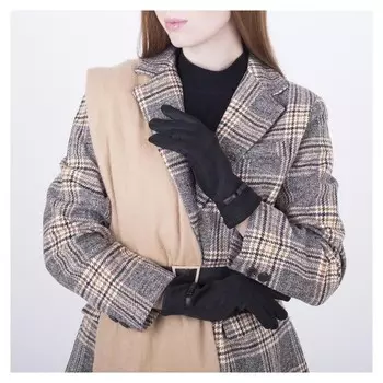 Перчатки женские, безразмерные, с утеплителем, цвет чёрный
