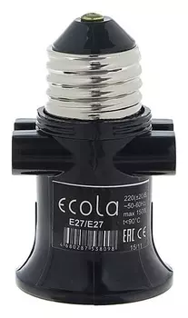 Переходник Ecola с Е27 на е27, с выходом на розетки, 75 х 45 мм