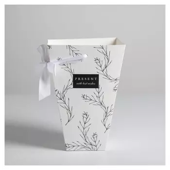 Переноска для цветов на лентах Present With Best Wishes, 17 х 25 х 9 см