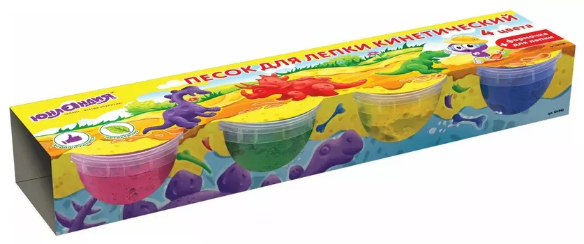 Песок для лепки кинетический 4 цвета с формочкой