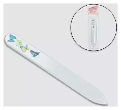 Пилка стеклянная для ногтей «Бабочки», 9 см, разноцветная