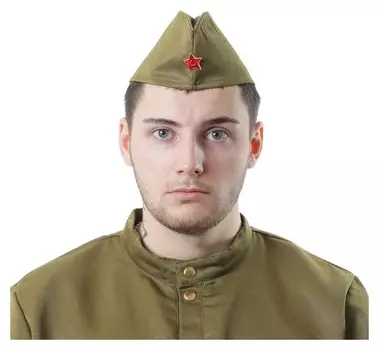 Пилотка военного для взрослых + термонаклейка