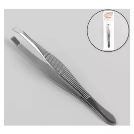 Пинцет прямой, узкий, цвет серебристый 9 см