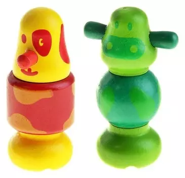 Пирамидка - болтик "Животные", 3 детали, виды