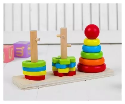 Пирамидка логическая "Цветочки и кружочки"