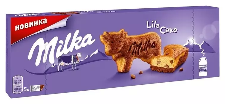 Пирожное Milka бисквитное двухслойное Lila Cake, 140г