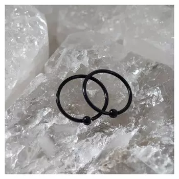 Пирсинг универсальный "Кольцо и бусина", D=0,9см, цвет чёрный, набор 2шт