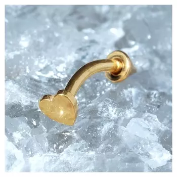 Пирсинг в бровь "Сердце" и шип, цвет золото