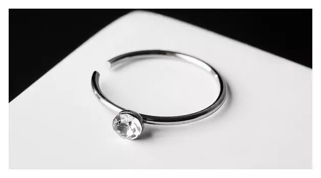 Пирсинг в нос набор "Кольцо" со стразой, цвет белый в серебре