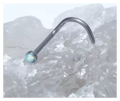 Пирсинг в нос (Нострил) "Опал", цвет белый