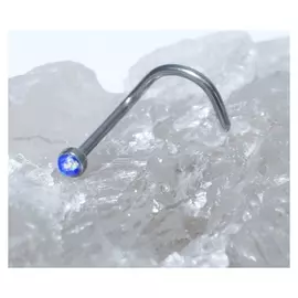 Пирсинг в нос (Нострил) "Опал", цвет синий