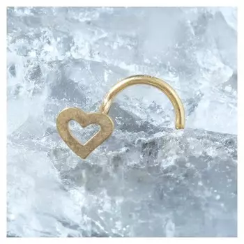 Пирсинг в нос (Нострил) "Сердце", цвет золото