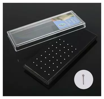 Пирсинг в нос "Шарик", набор 40шт, 0,1мм, прямой, цвет серебро