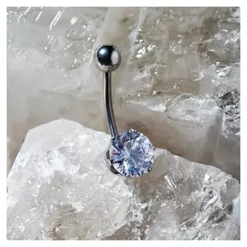 Пирсинг в пупок "Циркония", цвет белый в серебре