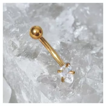 Пирсинг в ухо (Хеликс) "Капля", цвет белый в золоте