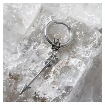 Пирсинг в ухо "Кольцо" стрела, D=12мм, цвет серебро