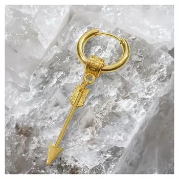 Пирсинг в ухо "Кольцо" стрела, D=13мм, цвет золото