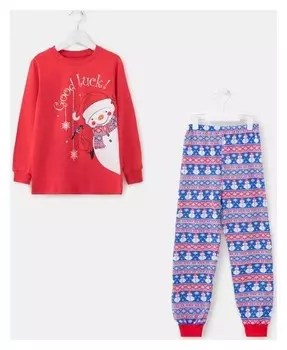 Пижама детская, цвет красный, рост 122 см