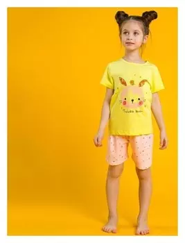 Пижама для девочки "Twinkle Rabbit", рост 104-110 см, цвет жёлтый/розовый