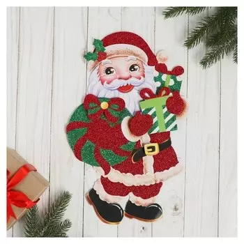 Плакат "Дед мороз с подарками" блеск 9х30 см