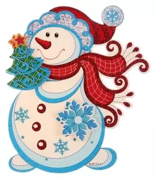 Плакат "Снеговик с ёлочкой" 28х23 см