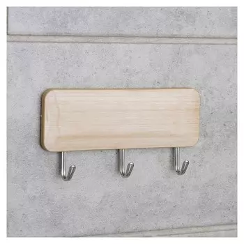 Планка Nature, 3 крючка, цвет светлое дерево